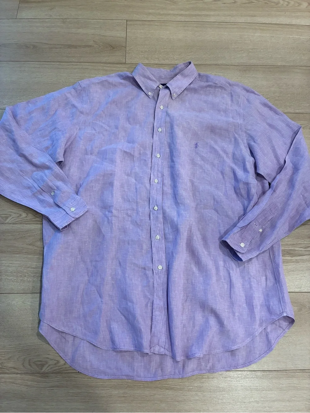 Polo Ralph Lauren Men’s Purple Linen Button Down Long Sleeve Shirt Size 2XLT